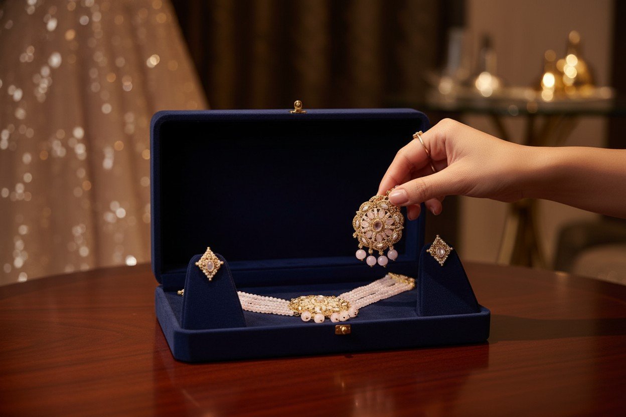 Baby Pink Bridal Choker Elegance Set