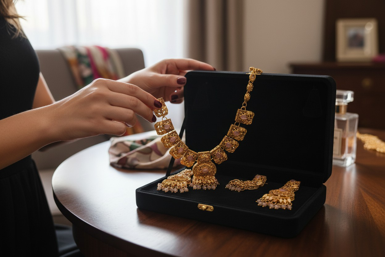 Gold square desgin Jewelery Set