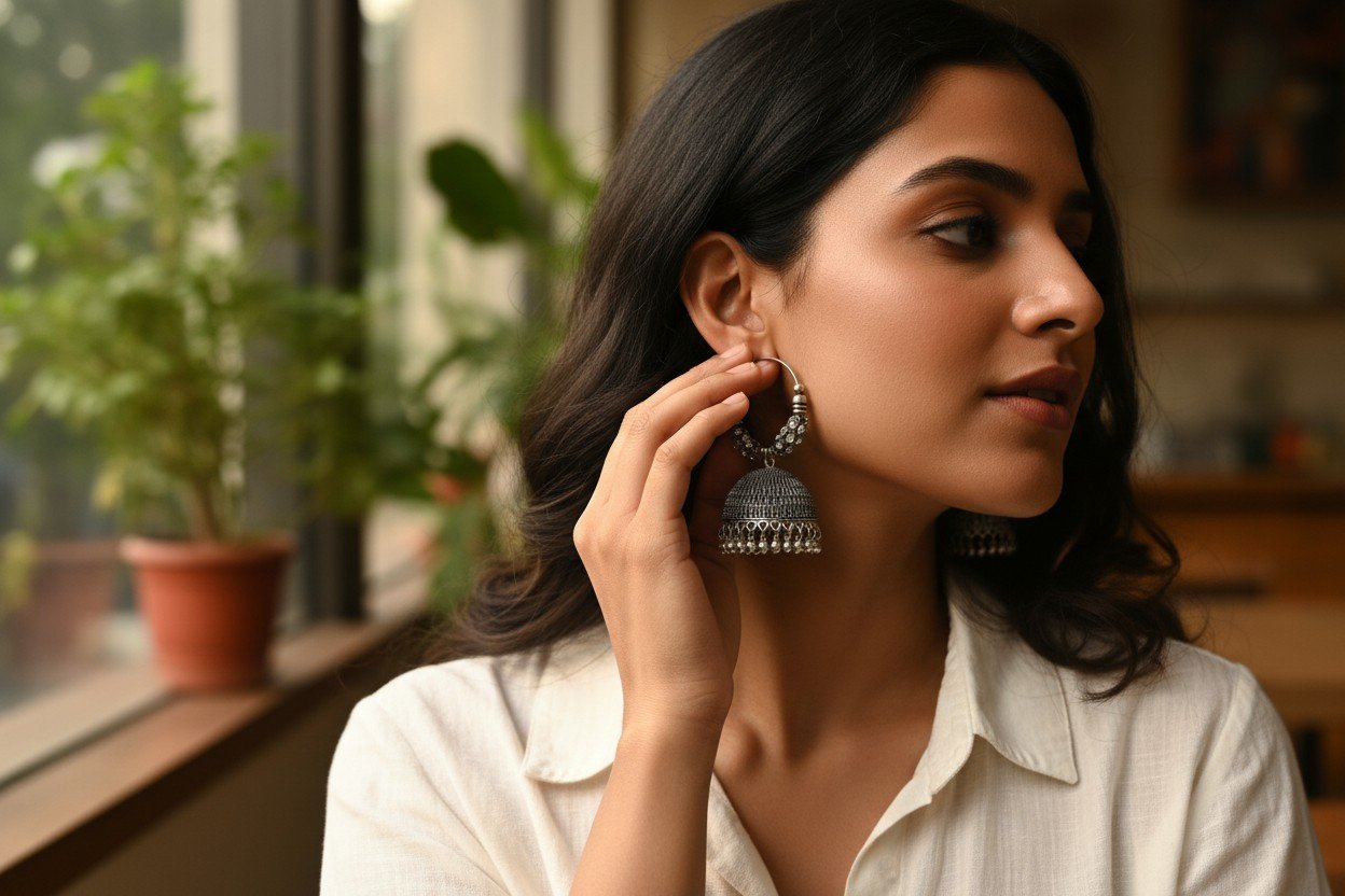 Silverique Modern Jhumka - image 3
