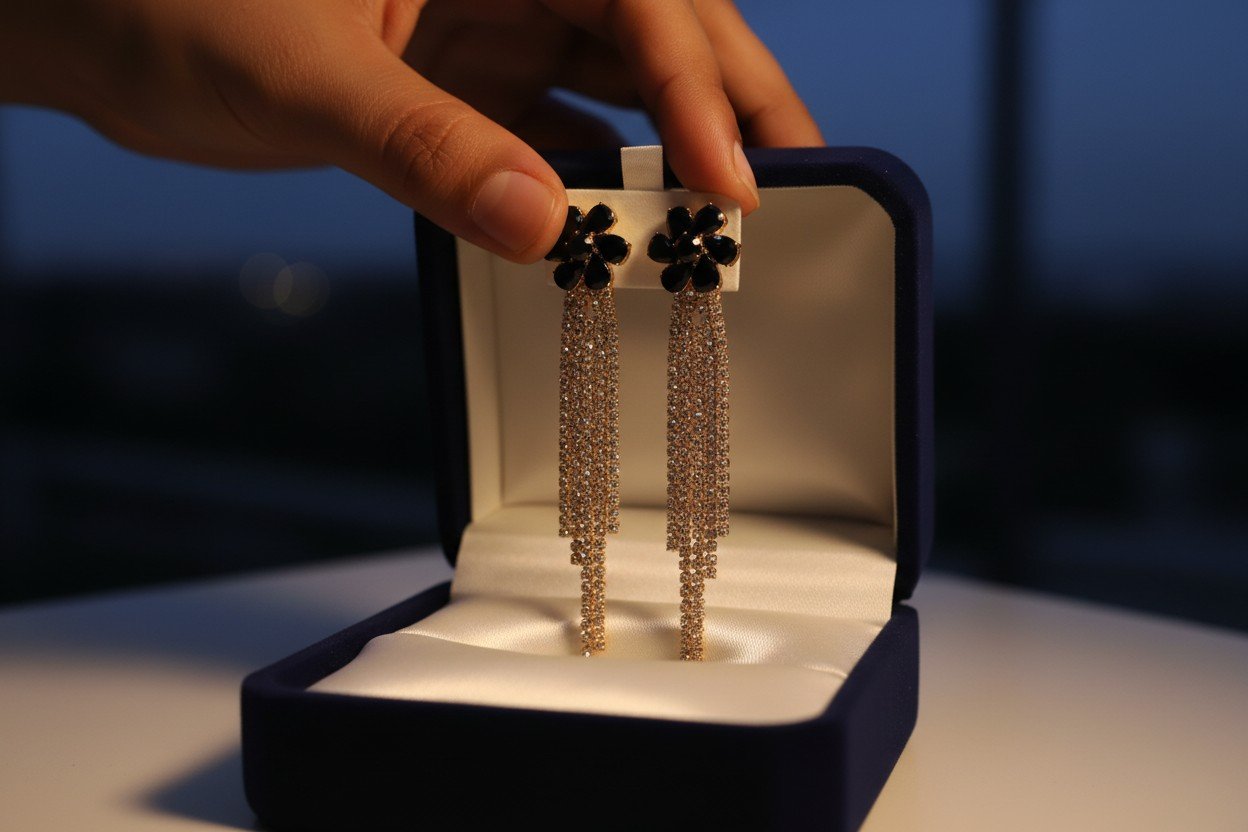 Black Bloom Elegance Earrings